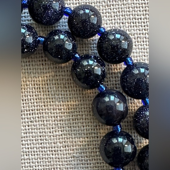 20-1/2 inch Blue Goldstone bead necklace NWOT - Picture 4 of 15